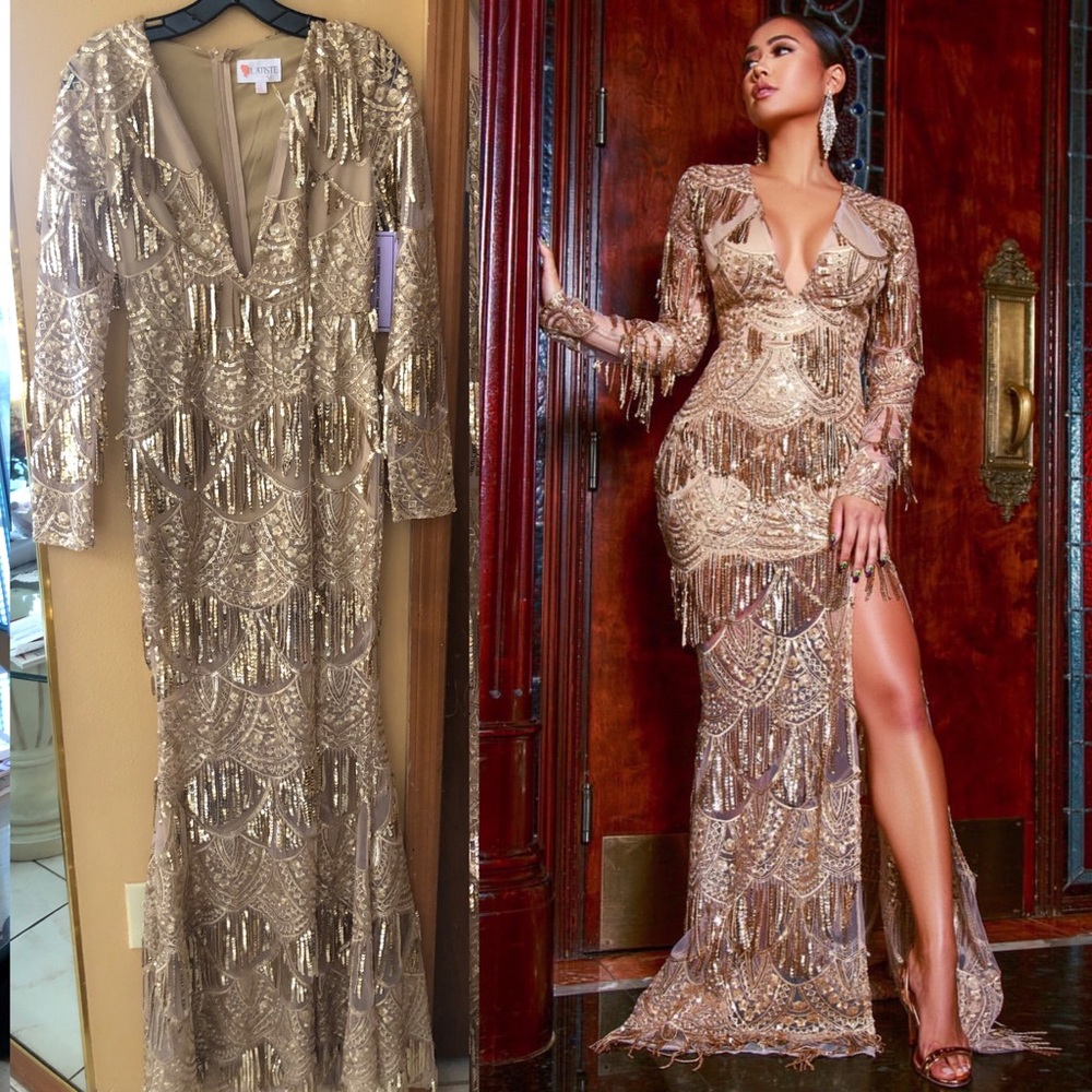 Prom Dress, Gold Sequin Dress Never Worn